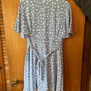 Blue and White Polka Dot Dress